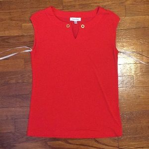 Calvin Klein red sleeveless blouse